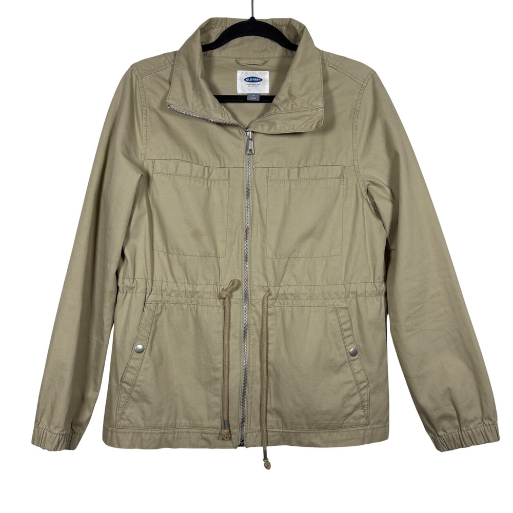 Old Navy Women's Khaki Tan Cotton Canvas Field Jacket Utility Coat Medium 437889